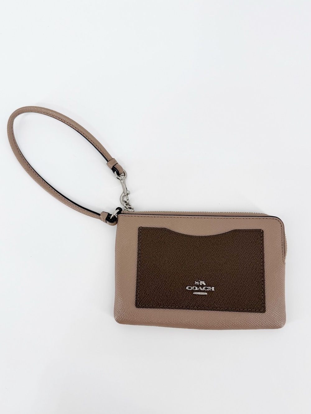 Coach Corner Zip Colorblock Wristlet Crossgrain Leather